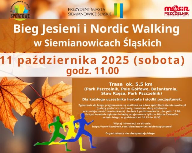 Jesienny bieg i nordic walking w Siemianowicach. XIX edycja w "Pszczelniku"