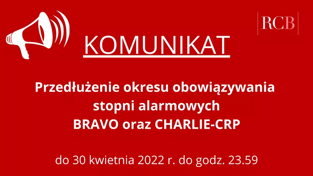 Przedłużenie stopni alarmowych BRAVO oraz CHARLIE-CRP / fot. gov.pl