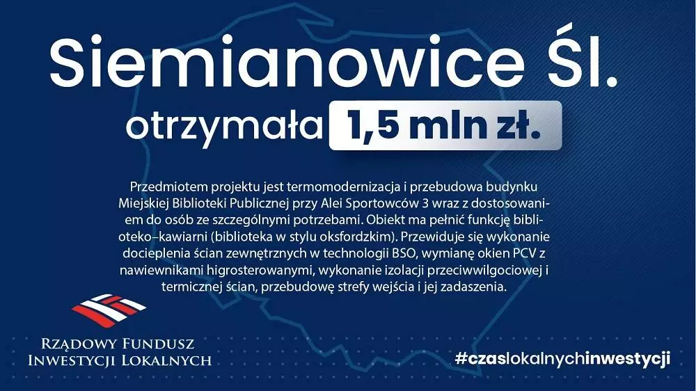 Siemianowice Śląskie otrzymają 1,5 mln. zł z Rządowego Funduszu Inwestycji Lokalnych